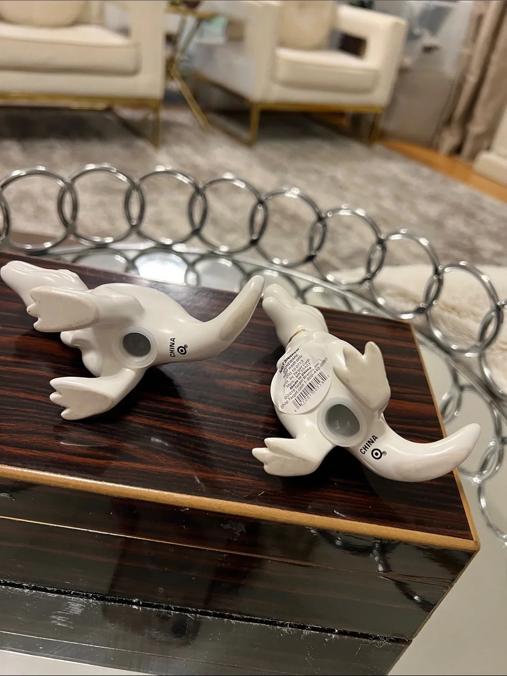 White Ceramic Dinosaur Salt and Pepper Shaker Set - Home Accents